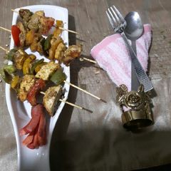Grilled vegetables on a dosa tava A picture of Grilled vegetables on a dosa tava.