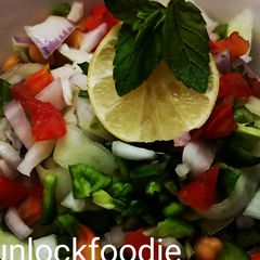 A picture of Colourful Chickpeas and Cucumber Salad.