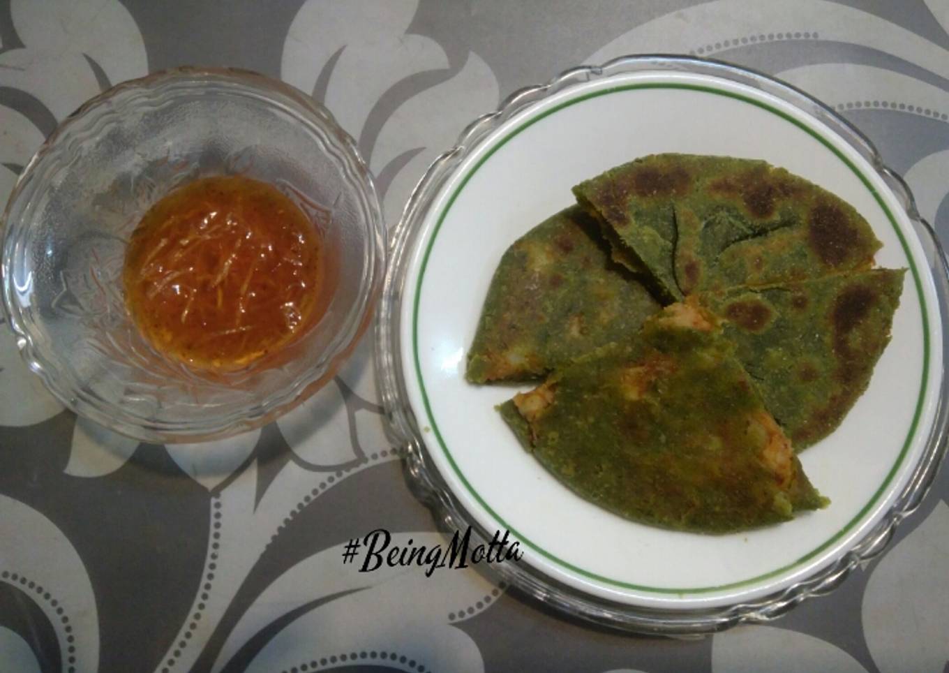Parata spinach and stuffed potatoes
