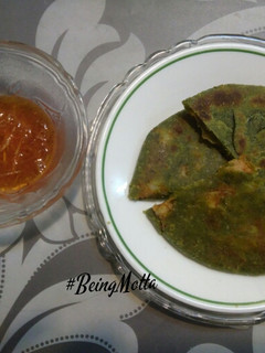 A picture of Spinach-Potato Stuffed Paratha.