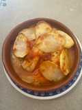 Filete de abadejo con patatas y pimientos de piquillo en freidora de aire