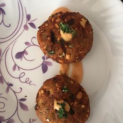 A picture of Roasted peanut and potato patties.