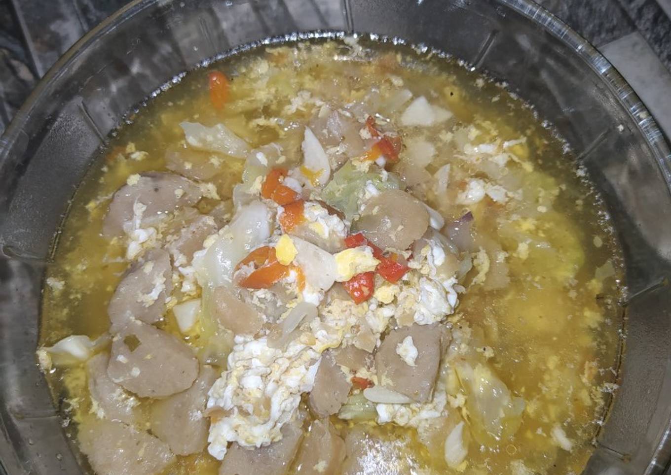 Bakso telur kuah mie rebus soto