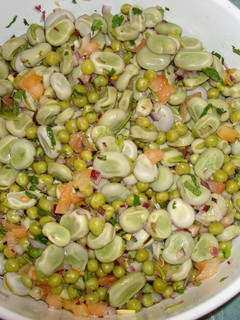 A picture of Fava beans and green peas salad.