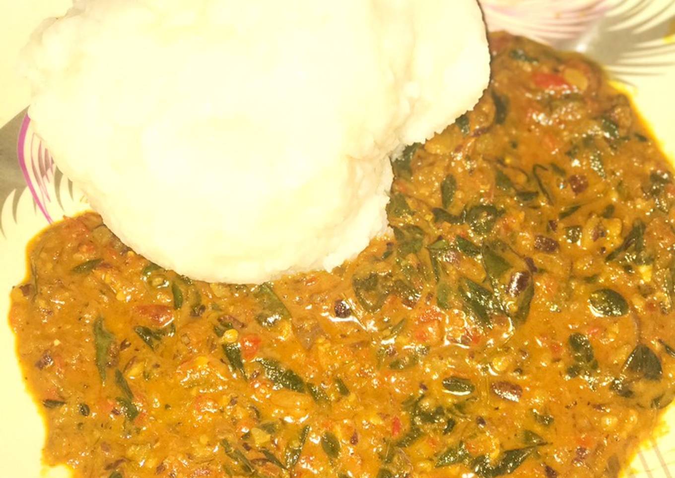 Tuwo with moringa soup