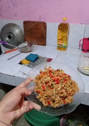 Foto resep Oseng oncom + jamur pedas