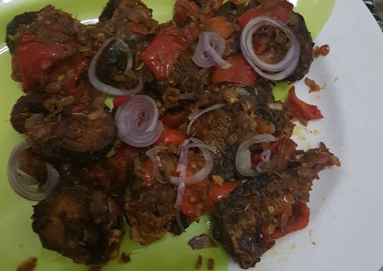 Fried peppered titus fish
