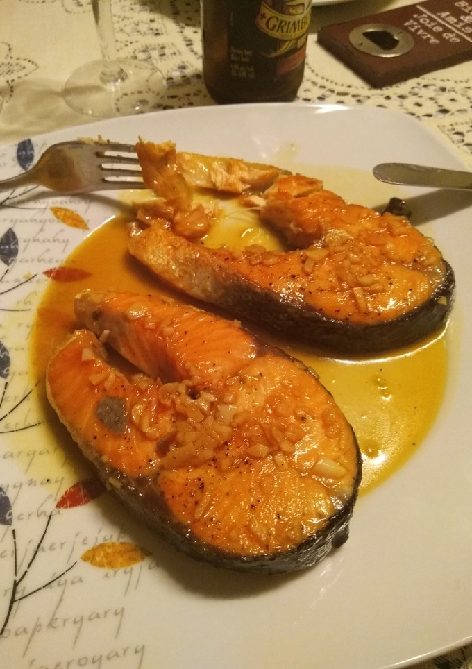 Una foto de Salmón a la naranja