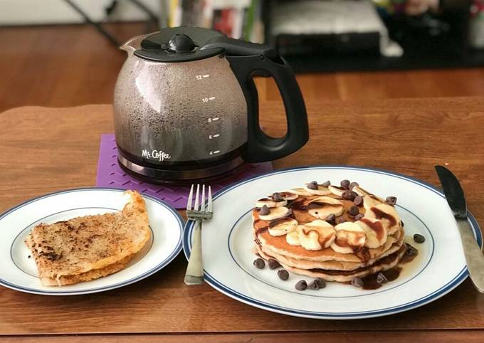 Steps to Make Speedy Chocolate Banana Pancakes And Hash browns