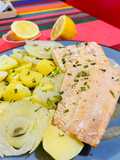 Salmone con finocchi e patate
