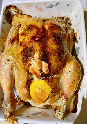A picture of Lemon roasted chicken.