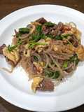 ผัดกระเพรา,ริบอาย,เส้นบุกสาหร่าย,ไข่เจียว - คีโต
