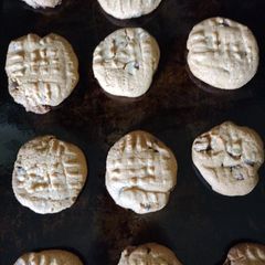A picture of Peanut Butter Chocolate Chip Cookies GF.