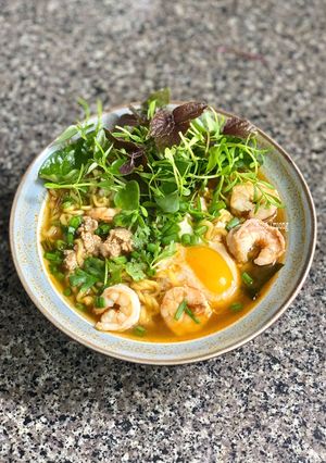 Hình của món Mì Gói Nấu Trứng Thịt.