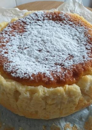 Una foto de Tarta de arroz con leche y arándanos