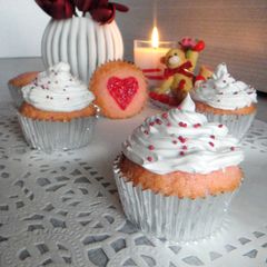 Pink Cupcake with Whipped cream Frosting A picture of Pink Cupcake with Whipped cream Frosting.