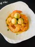 Tôm kho nước dừa trứng cút