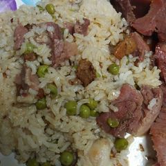 A picture of Roasted Rice, Peas, and Ham.