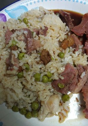 A picture of Roasted Rice, Peas, and Ham.