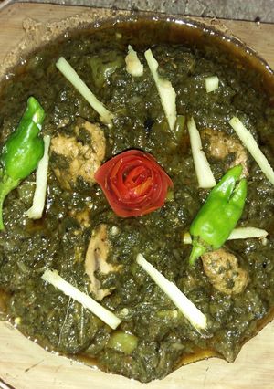 A picture of Palak chicken.