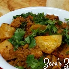 Hyderabadi Dum Ka Aaloo Methi Kheema A picture of Hyderabadi Dum Ka Aaloo Methi Kheema.