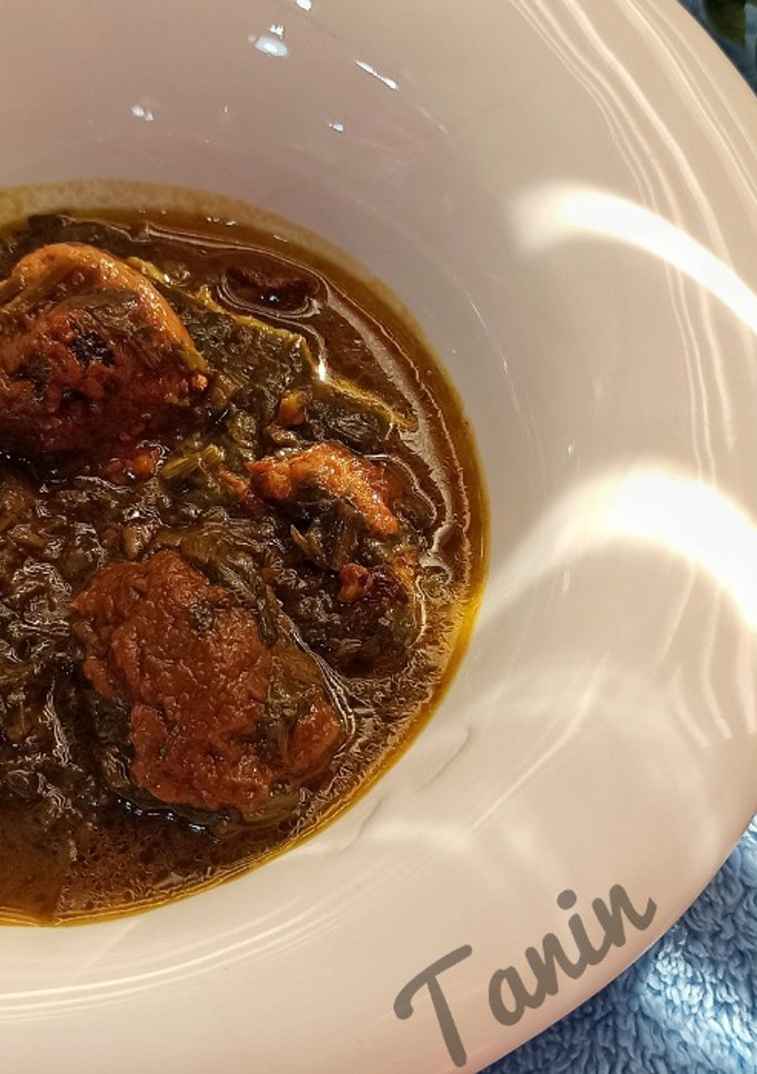 عکسی از دستور خورشت آلو اسفناج با گوشت قلقلی