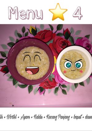 Foto resep Mpasi 6m+ Menu 4 Bintang (Bubur Ayam komplit)