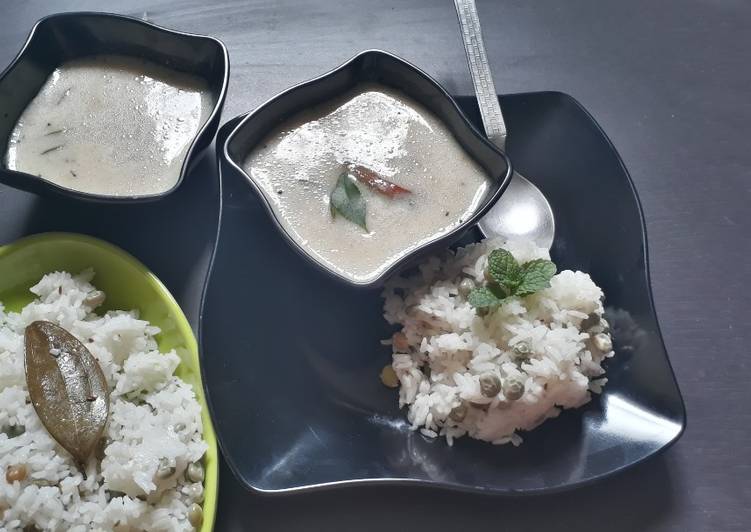 Recipe of Ultimate Lilva pulao and gujarati kadhi