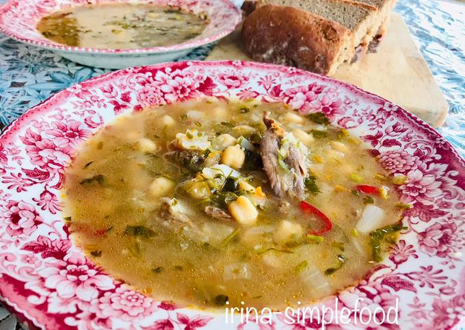 Рассольник с нутом