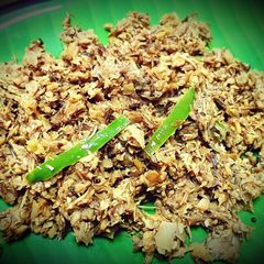 A picture of Banana Flower Dal Fry.