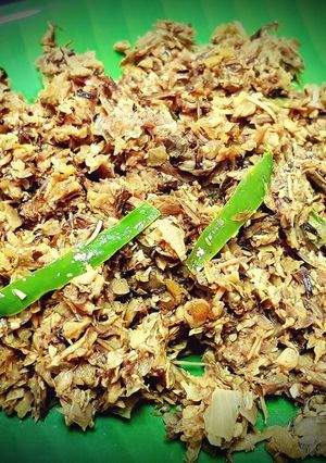 A picture of Banana Flower Dal Fry.