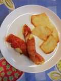 Rollitos de pechuga de pollo con jamón serrano y queso