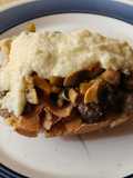 Philly cheesesteak sándwich a mi manera