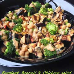 A picture of Eggplant, Broccoli & Chickpea salad.