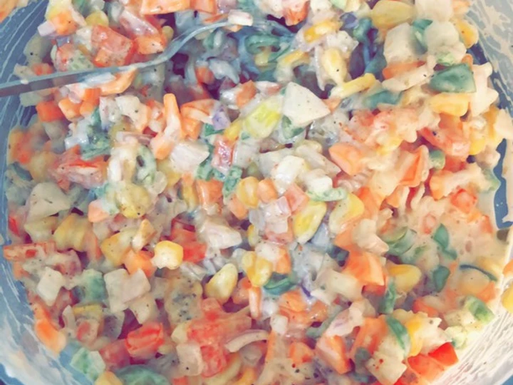 Simple Way Make Recipe Fresh Vegetables Salad that is  Makes Drooling, So Delicious}