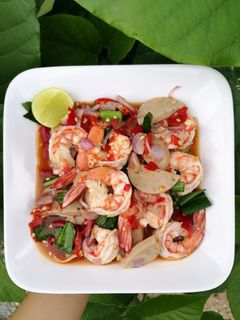 รูปของ ยำน้ำปลาร้าหมูยอ+กุ้งสุก
