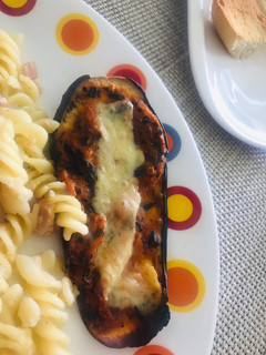 Una foto de Pizza de berenjena