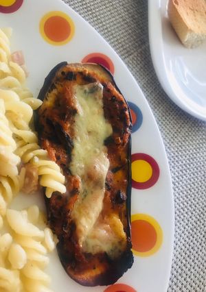 Una foto de Pizza de berenjena