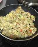 Machaca con huevo y papa