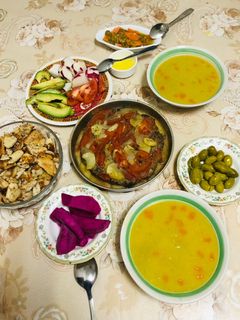 صورة لوصفة لحمة بالصينية وشوربة عدس
