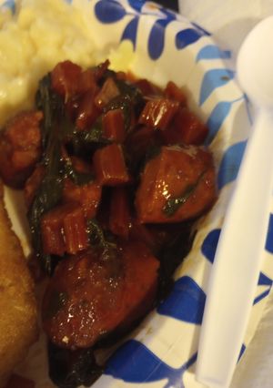 A picture of Chard and Smoked Sausage.