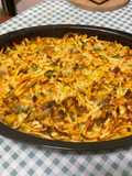 Spätzle Gratin with Pineapple, Cheese, and Mixed Vegetables