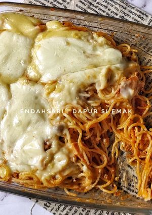 Foto resep Simple Baked Spaghetti / Spaghetti Brulee
