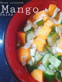 A picture of Three coloured Mango Salsa.