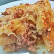 Tortiglionis con carne al gratén