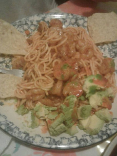 A picture of Spaghetti with shrimp.