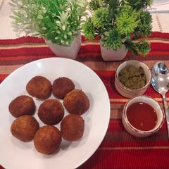 Monsoon special crispy corn cheese balls A picture of Monsoon special crispy corn cheese balls.