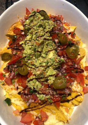 A picture of Spicy veggie nachos.