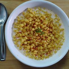 A picture of Sweet and spicy Crunchy boondi raita.