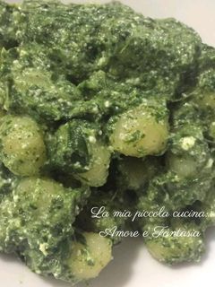 A picture of Potato Gnocchi with Spinach and Ricotta Cream.